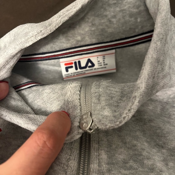***NEW Fila Heather Grey VELOUR Track Jacket with logo and weighted zipper (M) - Picture 4 of 16